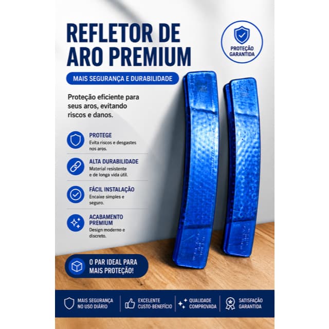 Refletor de raio encaixe, azul, para todas bicicletas, olho de gato, refletivo roda