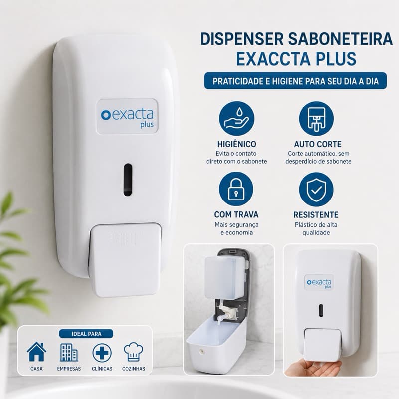 Dispenser Saboneteira C/ Reservatório Exaccta PLus