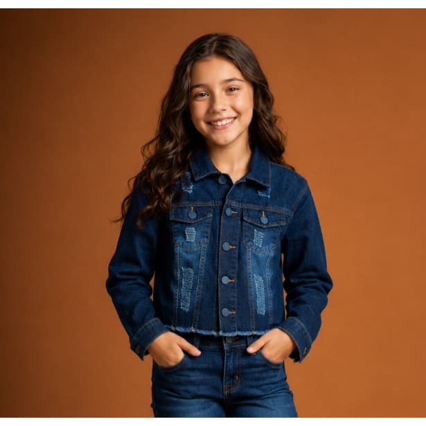 Jaqueta Jeans Menina Infantil Juvenil do 10 ao 16