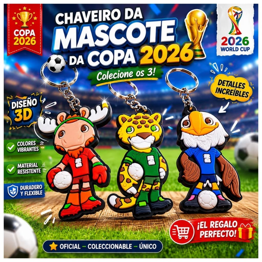 Kit 24 Chaveiros  da Mascote da Copa 2026