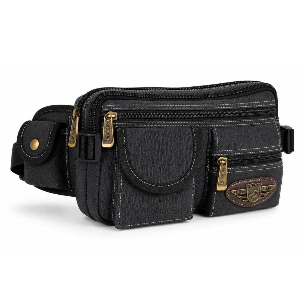Pochete Em Lona Masculina Motoqueiro Resistente Trabalho Top