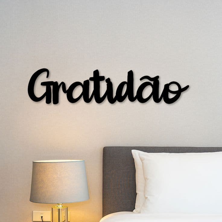 Palavra Decorativa Quadro De Decoração Gratidão 50cm Madeira Mdf Já Com Fita Dupla Fase Para Aplicação