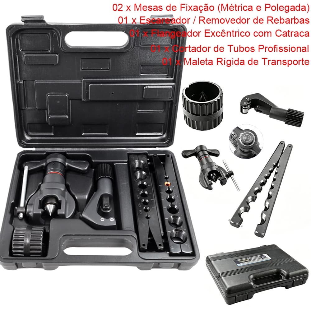 Back Field Kit Flangeador Excentrico Com Catraca 3/16 a 3/4 Metrico e Pol Esmerilhadeira