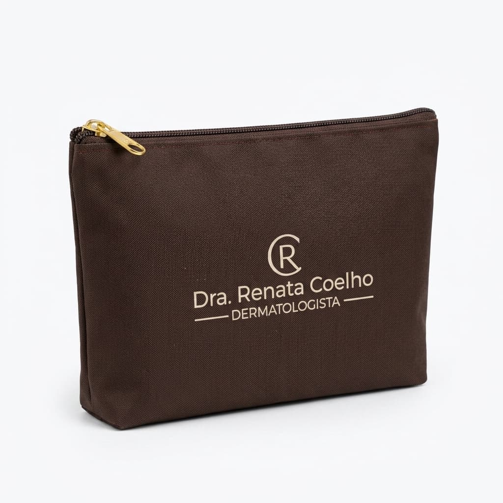 Necessaire Tradicional Nylon Forrada Personalizada 20x15 Marrom - 50 Un