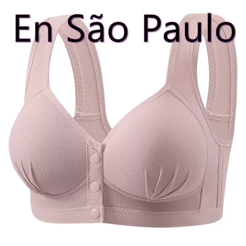 Sutiã Plus Size Fecho Frontal Malha Respirável Lateral Larga Reduz Gordurinha 40-46