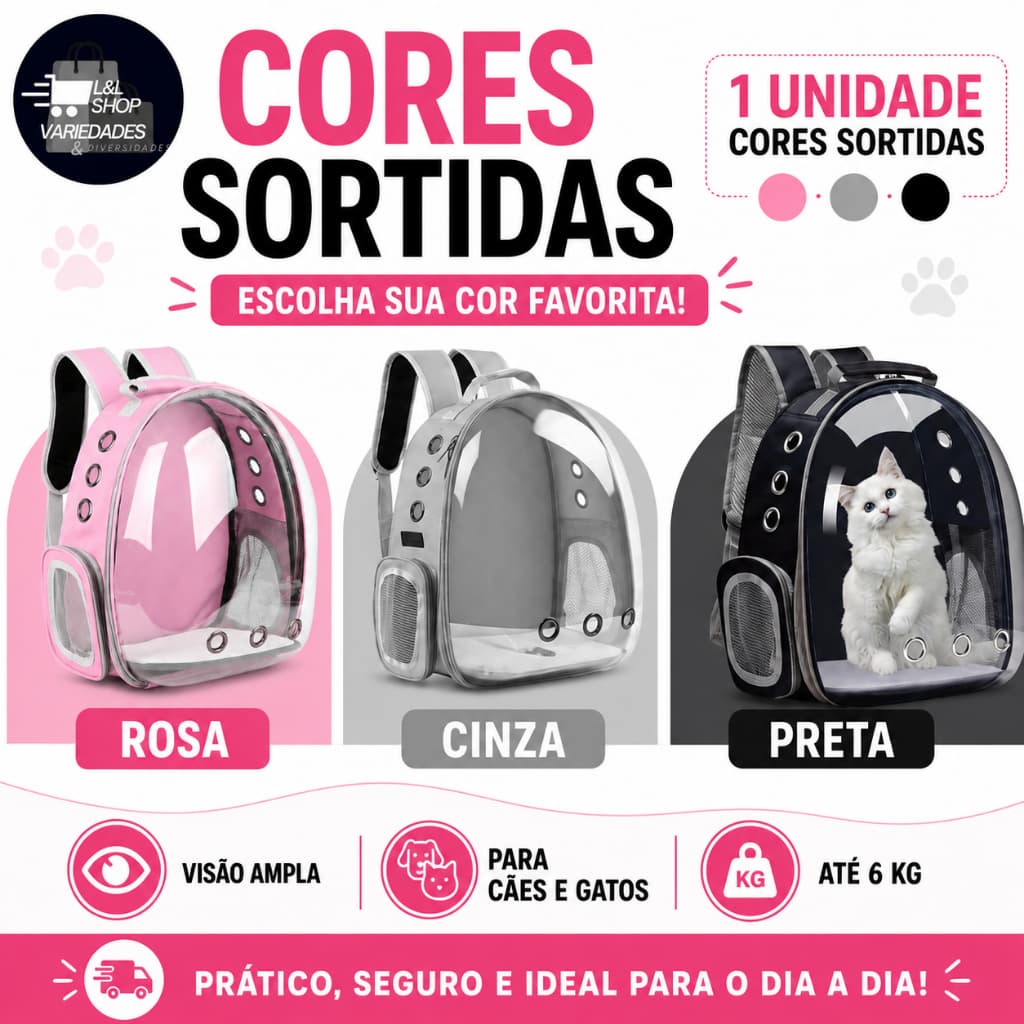 Mochila Transporte Pet Cães e Gatos Pequenos Até 6kg Visão Ampla Ventilada Amarela Alças Ajustáveis