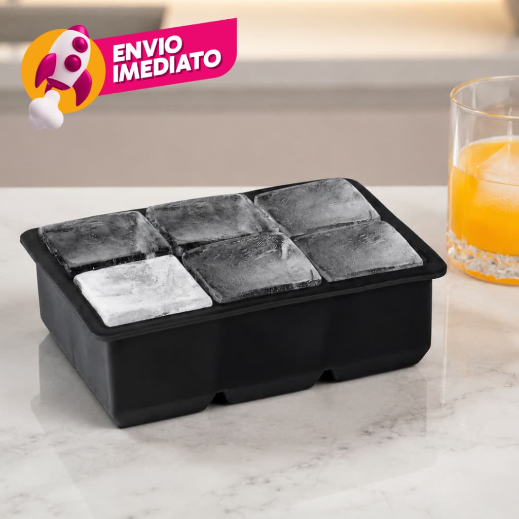 Kit Forma Silicone Gelo 6 Cubos Grande Flexível Maleável Drink Whisky Chocolate Gelatina Barman