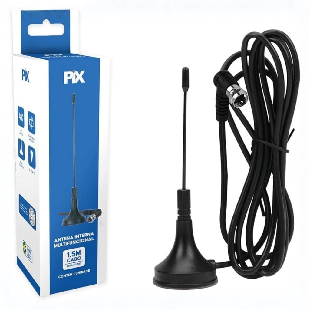Antena Interna HDTV Multifuncional Tv Digital cabo 1,5m