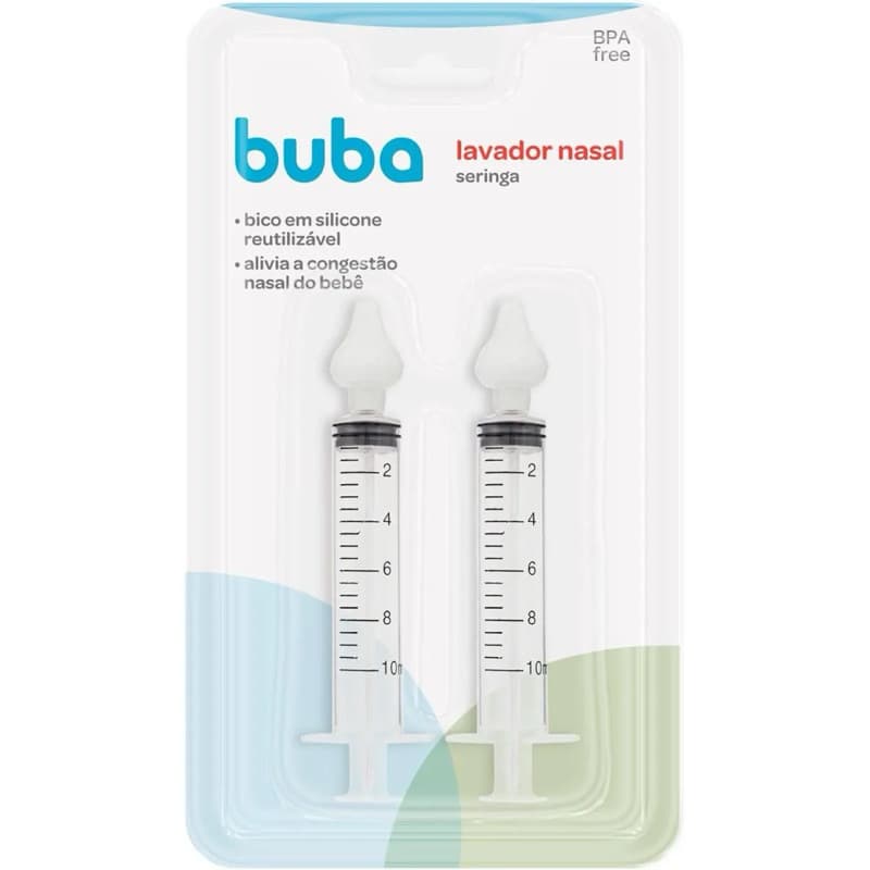 Lavador Nasal Buba com Seringa e Bico em Silicone – Kit com 2 Unidades