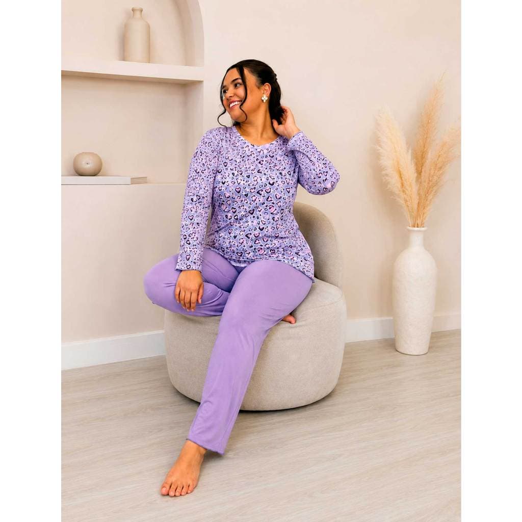 Pijama Plus Size Feminino suede Comprido g3 g4 amamentacao Inverno quentinho conjunto frio adulto