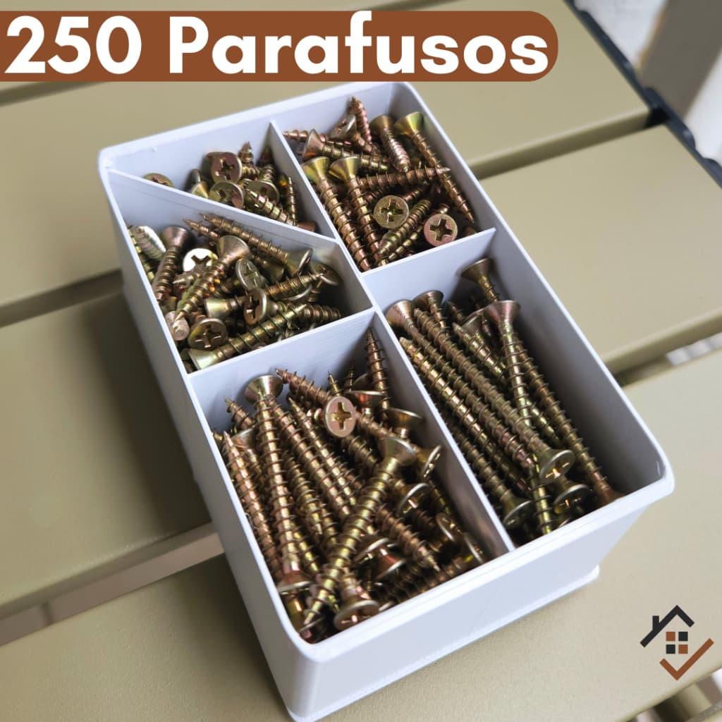 Kit Parafuso para Madeira com Maleta Philips Marcenaria MDF Parafusos Moveis Estojo Organizador