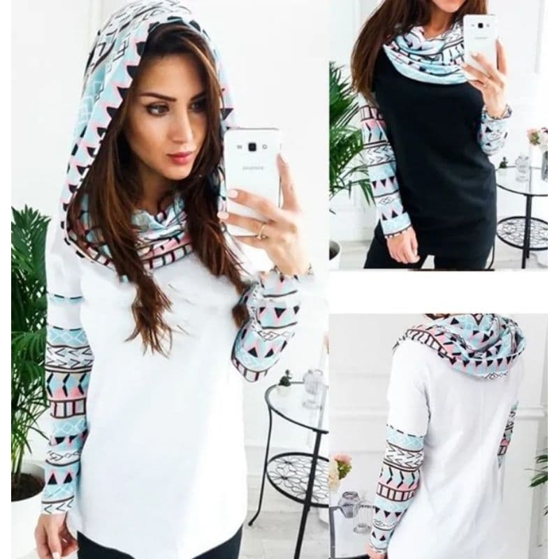 Blusa feminina manga longa com capuz Tam M