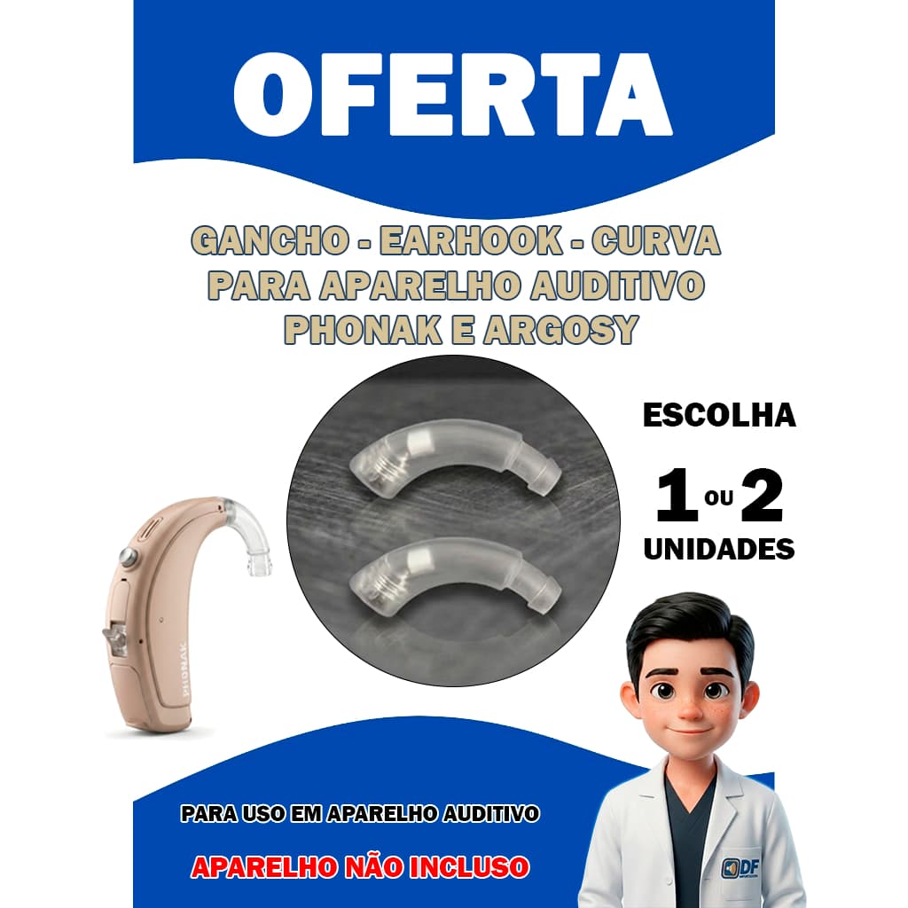 Gancho Earhook Curva para Ap/ Auditivo Phonak e Argosy (1 ou 2 Unidades)