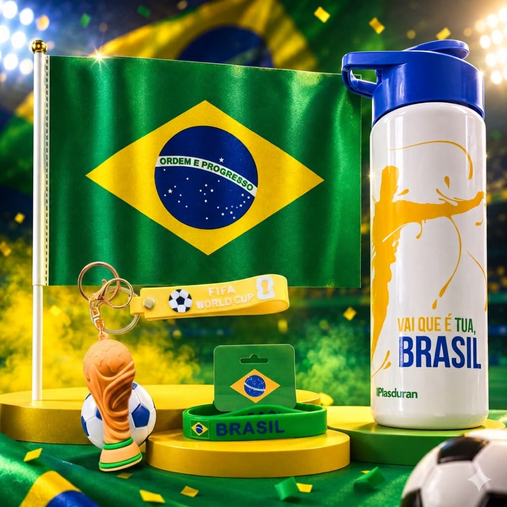 Kit Copa do Mundo Brasil Squezze Brasil 700 ml Garrafa Squeeze Brasil 700ml com Kit Torcida Copa do Mundo Acessórios