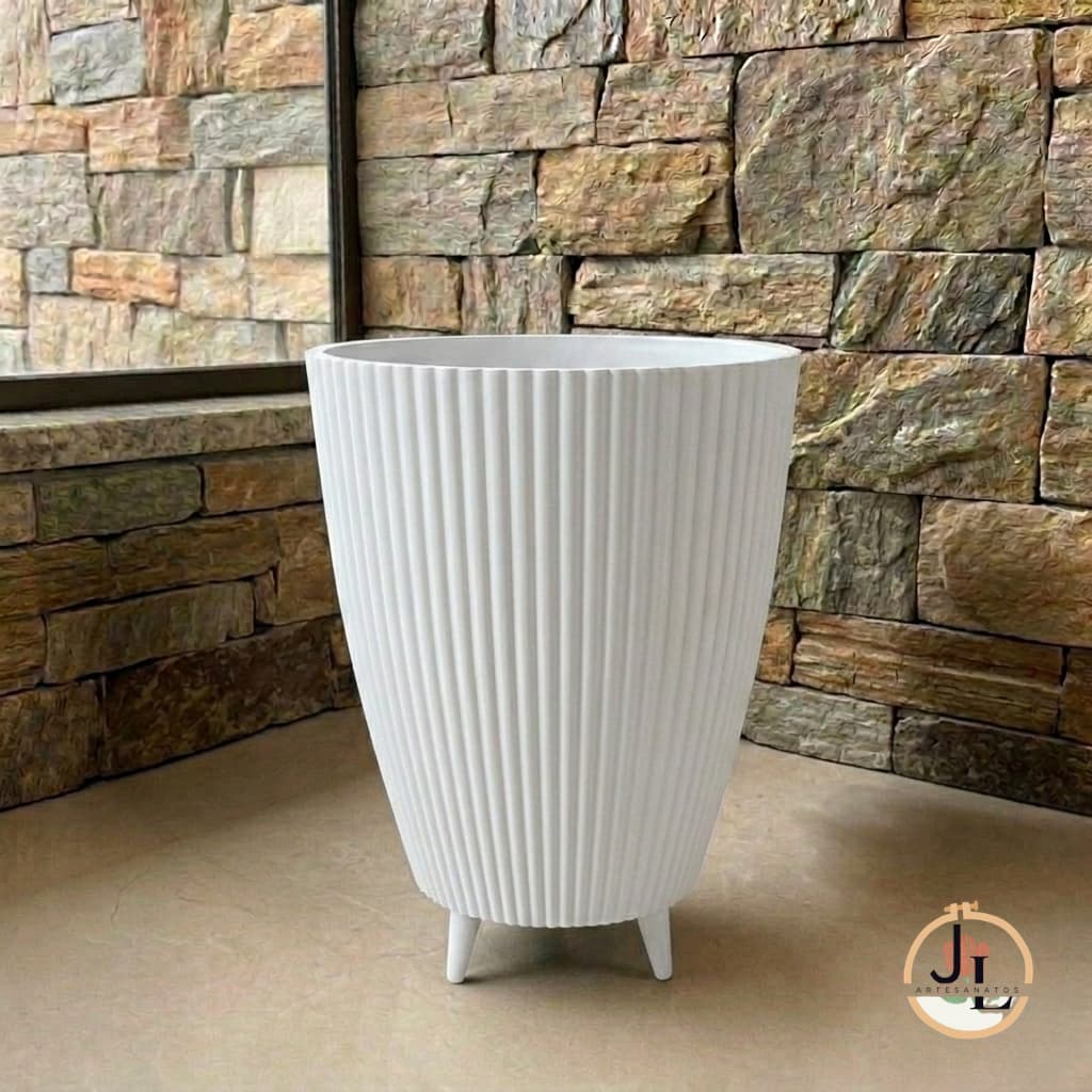 Vaso para Planta Coluna Canelado 34x26 Design Moderno e Decorativo para Jardim Sala e Escritório