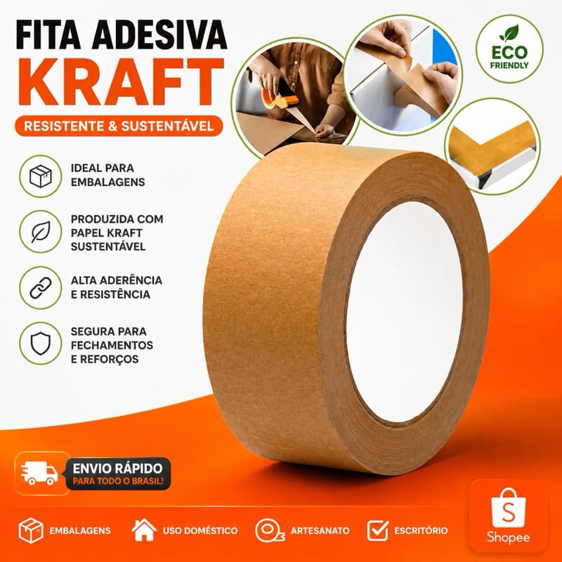 Fita Adesiva De Papel Kraft 48mm X 20mts – BOM1348