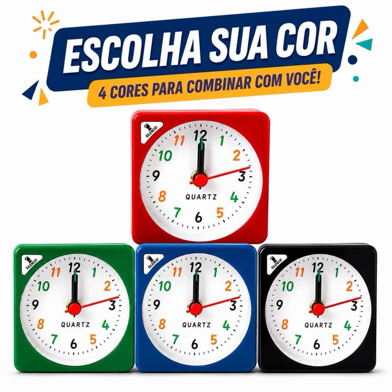 Mini Relogio Despertador 3 toques várias cores