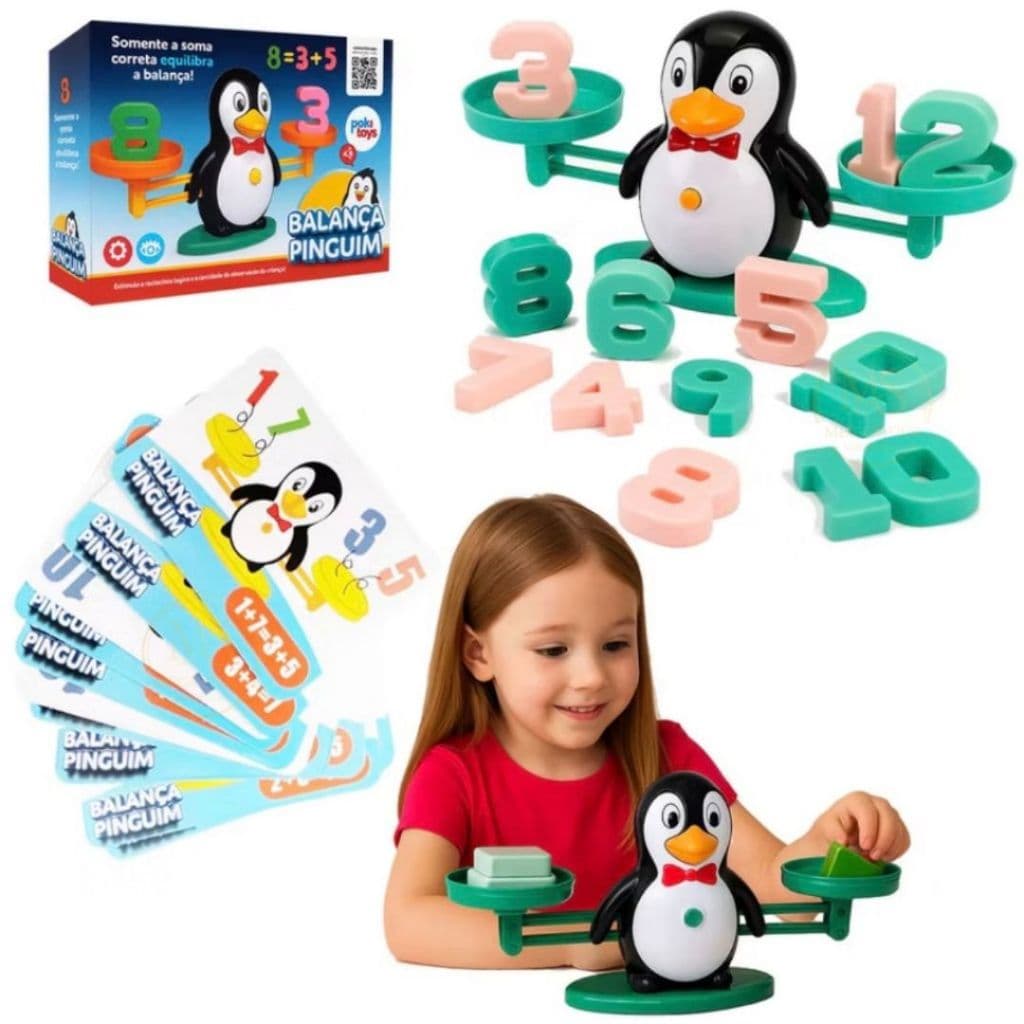Art Brink Balança do Pinguim Plástico Resistente Colorido Criança Brinquedo Dviersão Soma Raciocínio