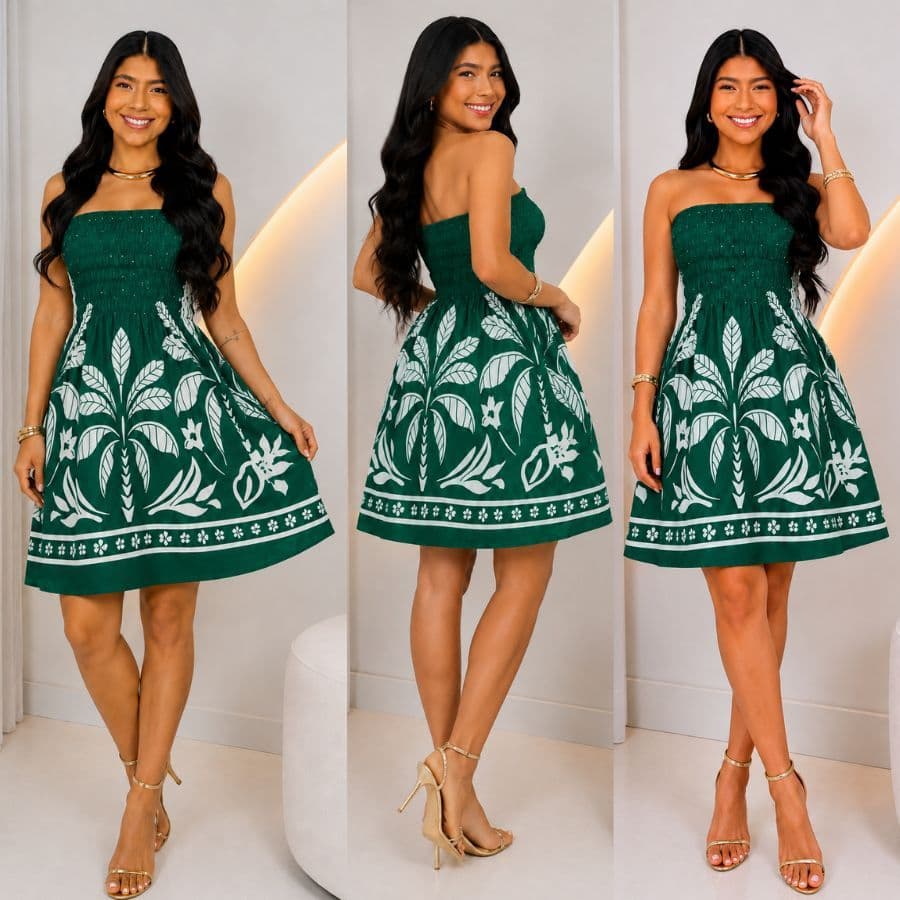 Vestido Feminino  Floral Curto com Lastex Tomara Que Caia Verão Promoção