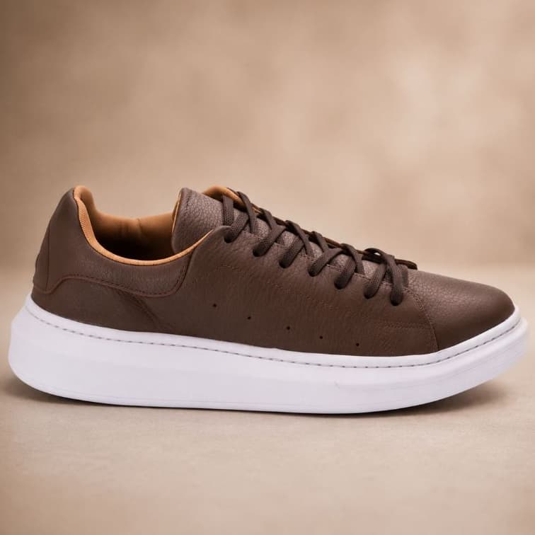 Tênis Casual Masculino Couro Legítimo Leve Confortável Resistente