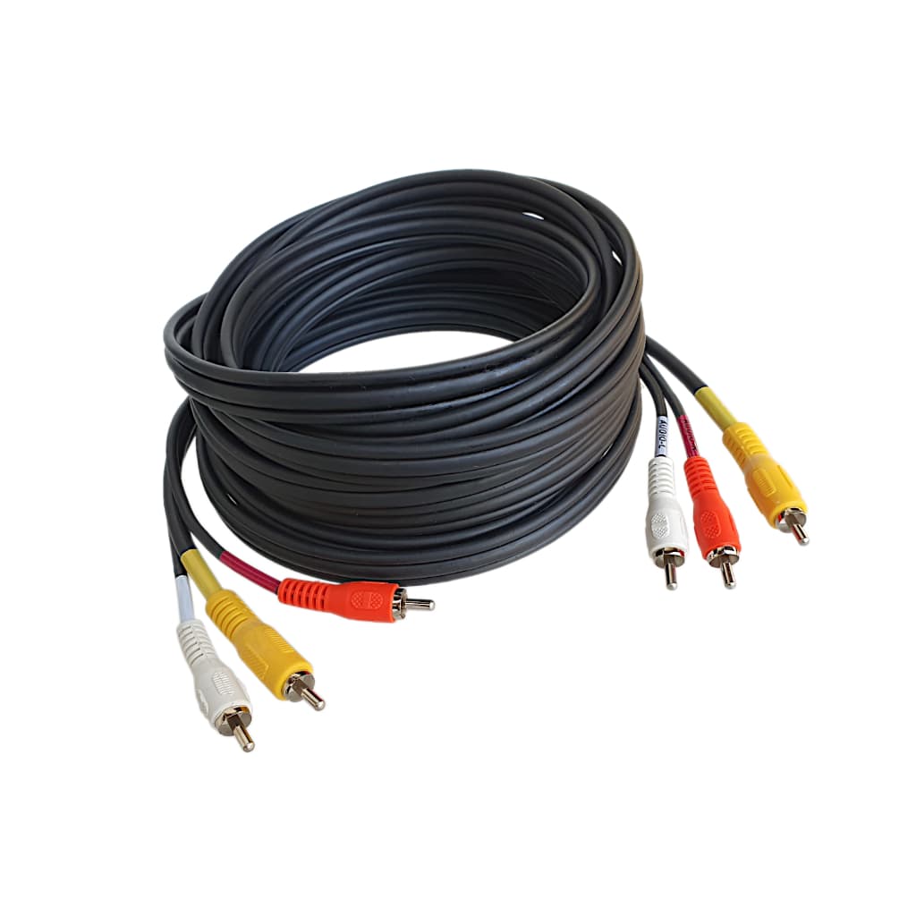 Cabo Áudio E Vídeo Rca 5 Metros C/ Vídeo Coaxial Reforçado 6mm