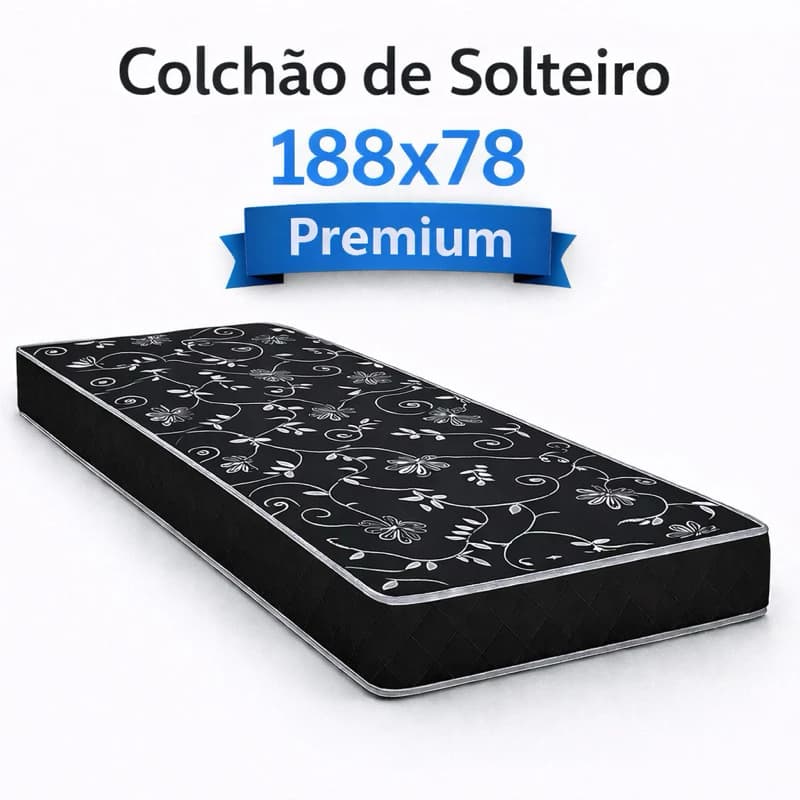 Colchão de Solteiro D20 188x78x12 Selo Inmetro Alta Densidade 100% Espuma Antiácaro e Antialérgico