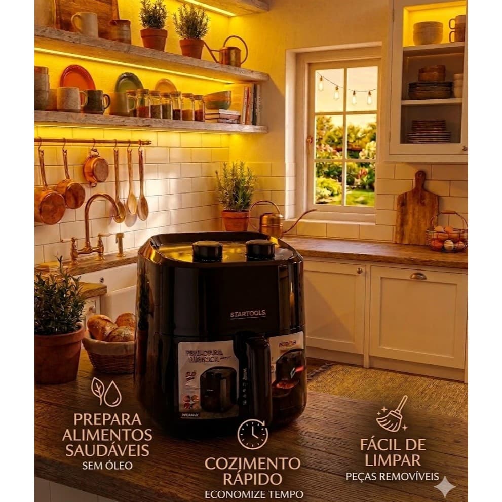 Fritadeira Elétrica Air Fryer 3,4 Litros 1200W 220V Sem Óleo