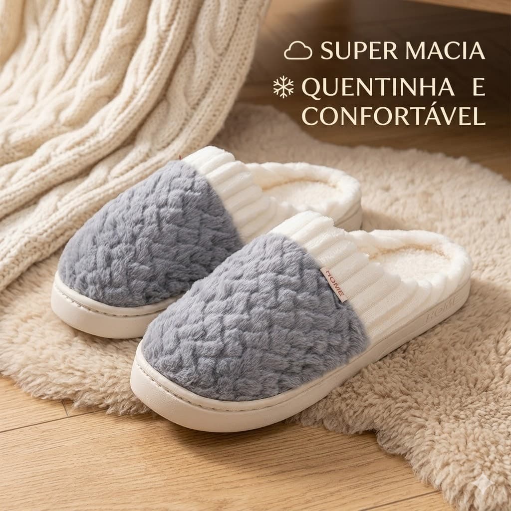Pantufa Feminina Inverno Super Macia Quentinha Antiderrapante Confortável Leve para Casa