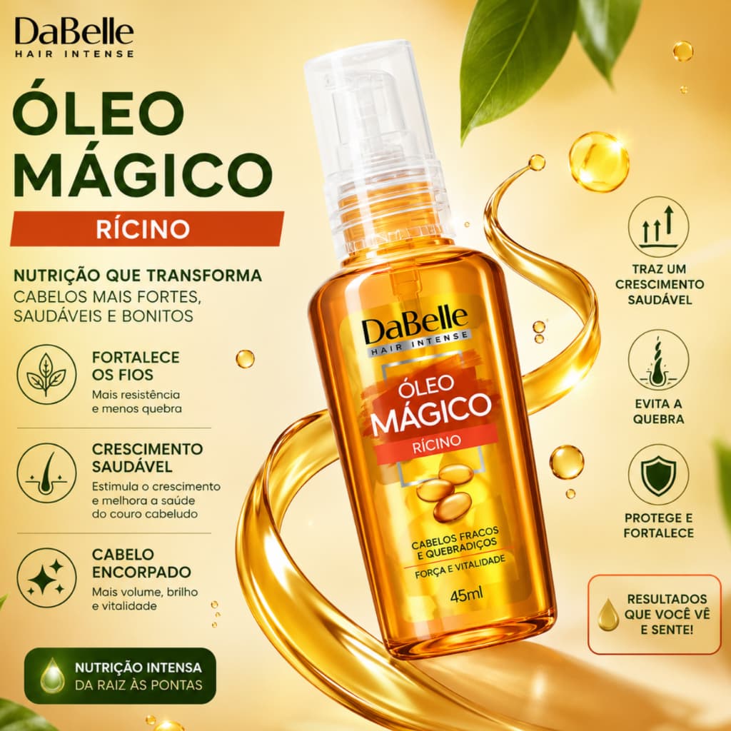 Óleo Para Cabelo Reparador De Pontas Rícino Óleo Dabelle 45Ml