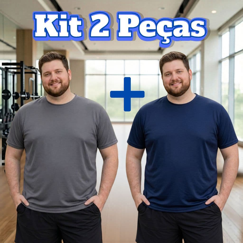 Kit 2 Camisetas Plus Size Básicas Masculina Dry Fit Premium para Academia lisa Trabalho Casual