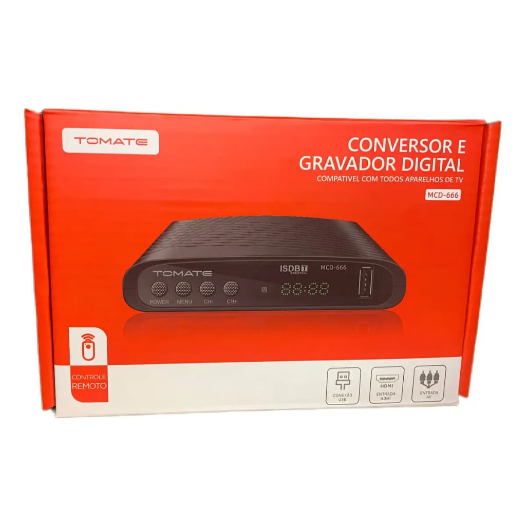 Conversor E Gravador Digital De TV Tomate MCD-666 Full HD Para Todas As TVs