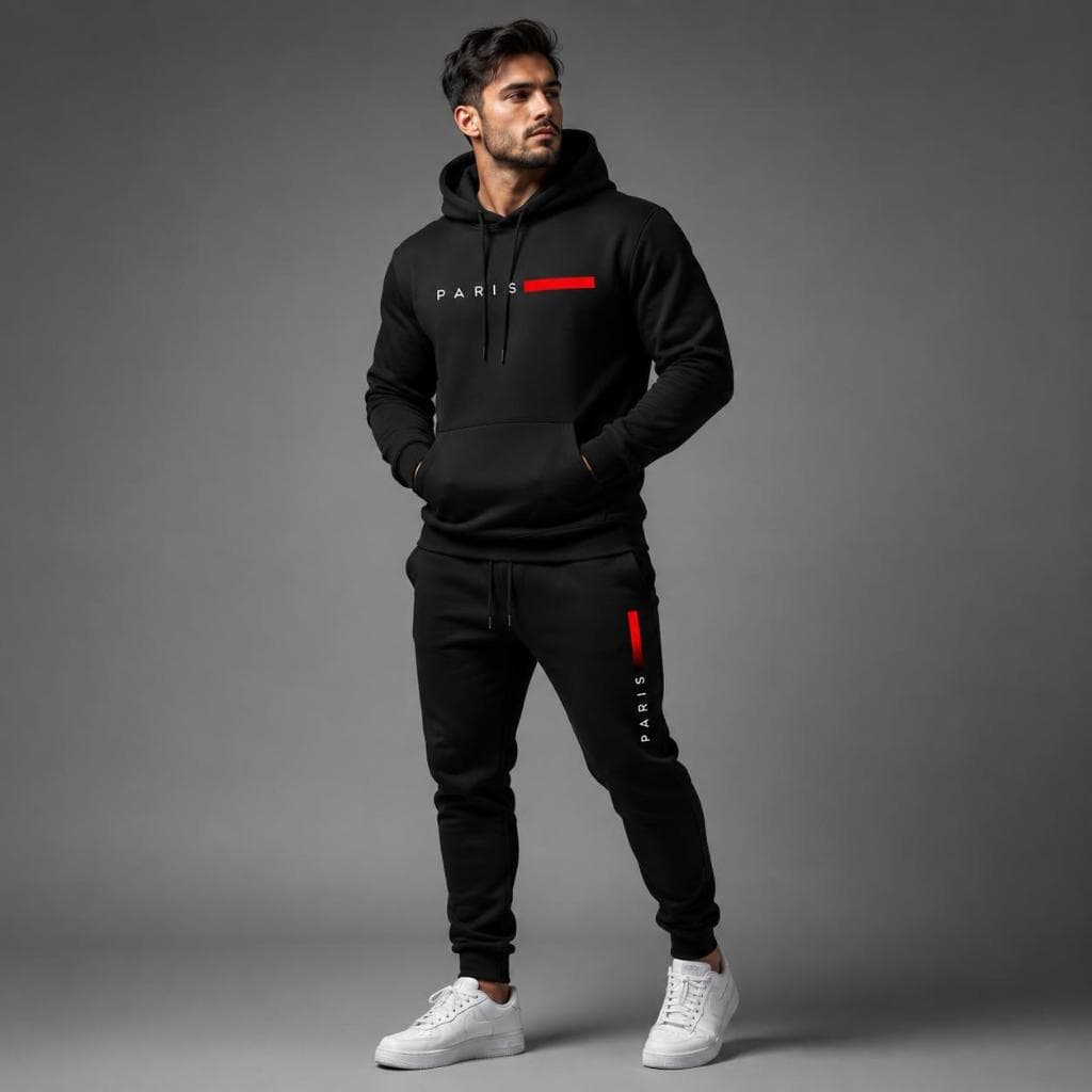 Kit de Moletom Conjunto Blusão Moletom Canguru Conjunto de Inverno Agasalho Casaco Capote Blusa de Frio Calça de Moletom