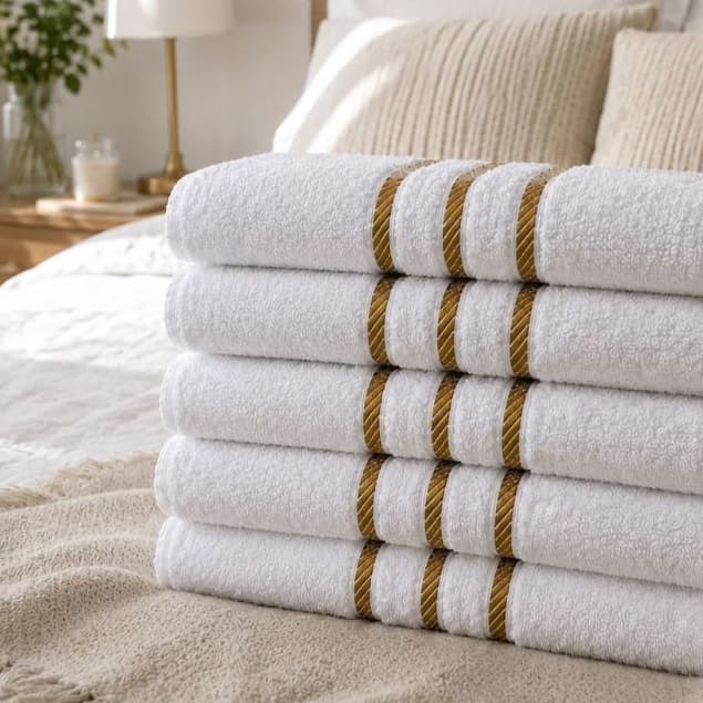 Kit Com 5 Toalhas de Banho Branca 100% Algodão Luxo 1,30X70 macio alta absorção