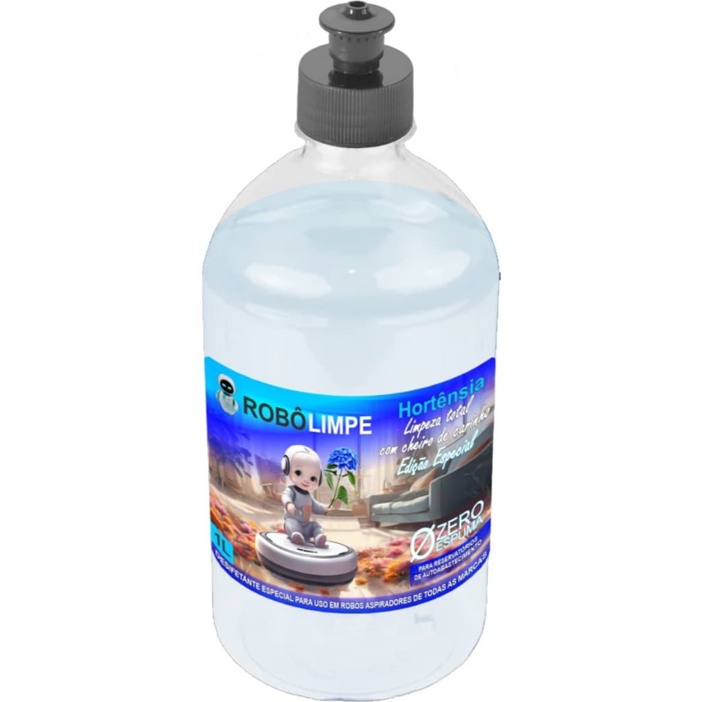 1 Litro ROBÔLIMPE Zero Espuma Desinfetante Germicida Bactericida para Robô Aspirador de todas as marcas e modelos
