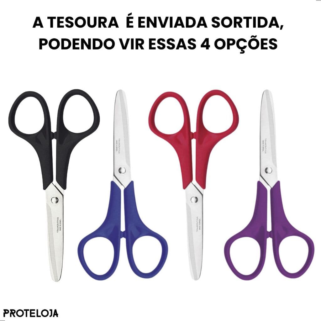 Tesoura Escolar Infantil Aço Inox Ponta Arredondada Colorida Papelaria Corte Fácil