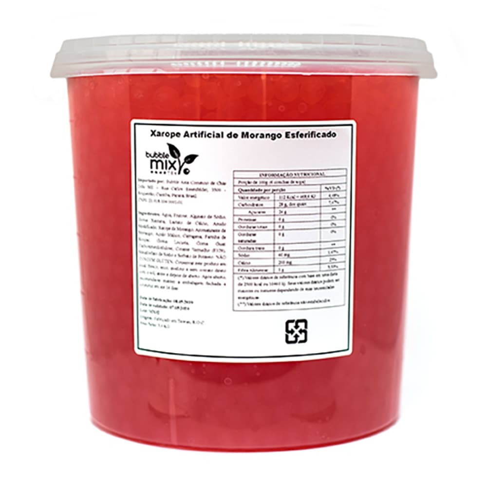 Popping Boba Para Bubble Tea Chá Sabor Morango 3,4kg