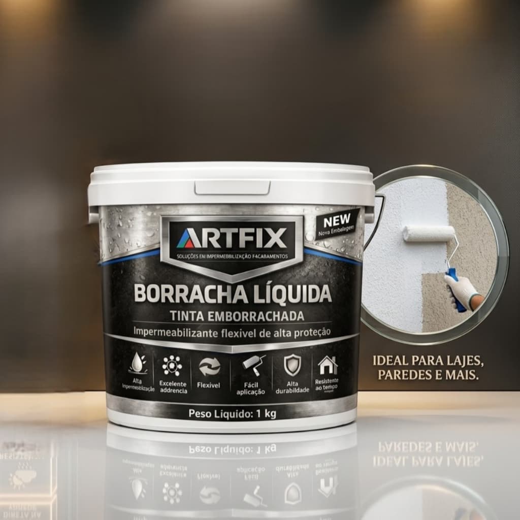 Impermeabilizante Borracha Líquida Artfix 1kg para Umidade, Infiltrações e Desgaste do Tempo