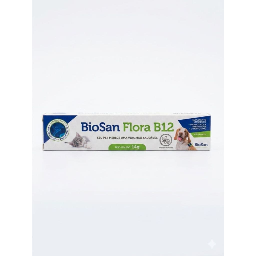 BioSan Flora B12 Suplemento Simbiótico para Cães e Gatos 14g