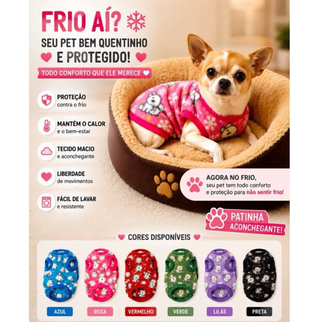 Suéter Macacão Pet Soft Cães e Gatos