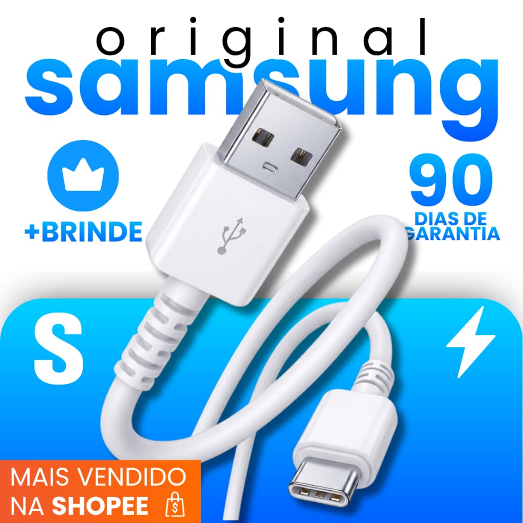 Cabo Samsung Original Carregador Turbo Tipo C Com Alta Compatibilidade + B R I N D E