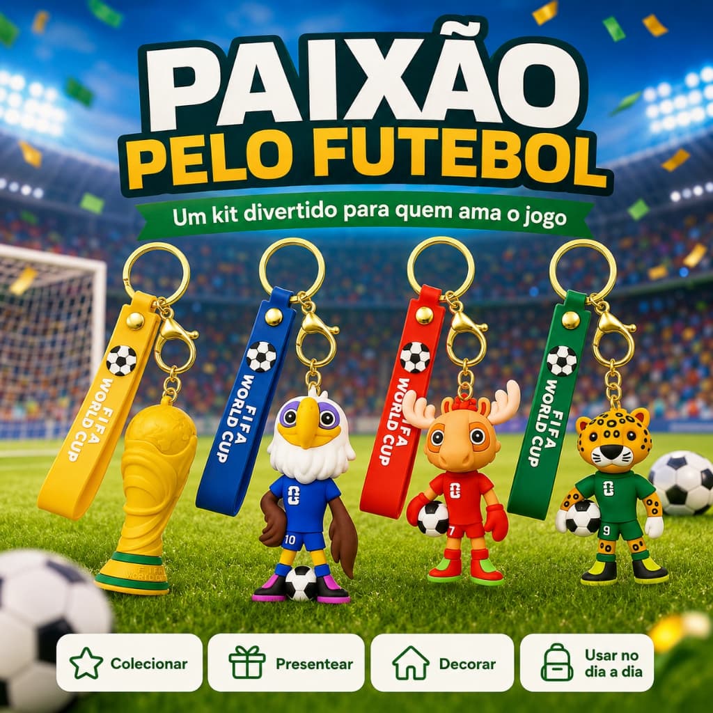 Chaveiro Copa do Mundo 2026 Mascote Colecionável Presente Criativo para Torcedores de Futebol