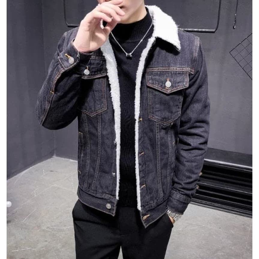 Jaqueta Jeans Masculina Forrada grossa de Inverno Quente