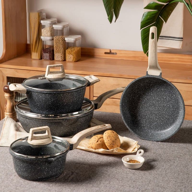 Jogo Panela Kit 4 Peças Indução Gás Conjunto de Panelas Revestido em Cerâmica Granito
