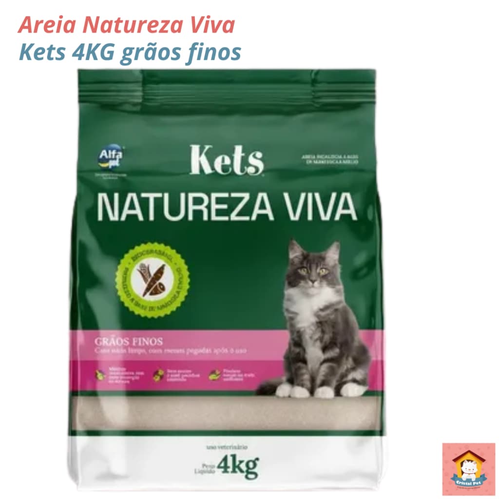 Areia Kets Natureza Viva grãos finos para Gato - 4kg