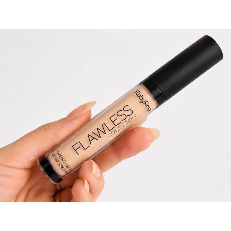 Corretivo Líquido Ruby Rose Flawless Collection Nude 3 Alta Cobertura para Olheiras, Maquiagem Facial Corretivo Matte N3