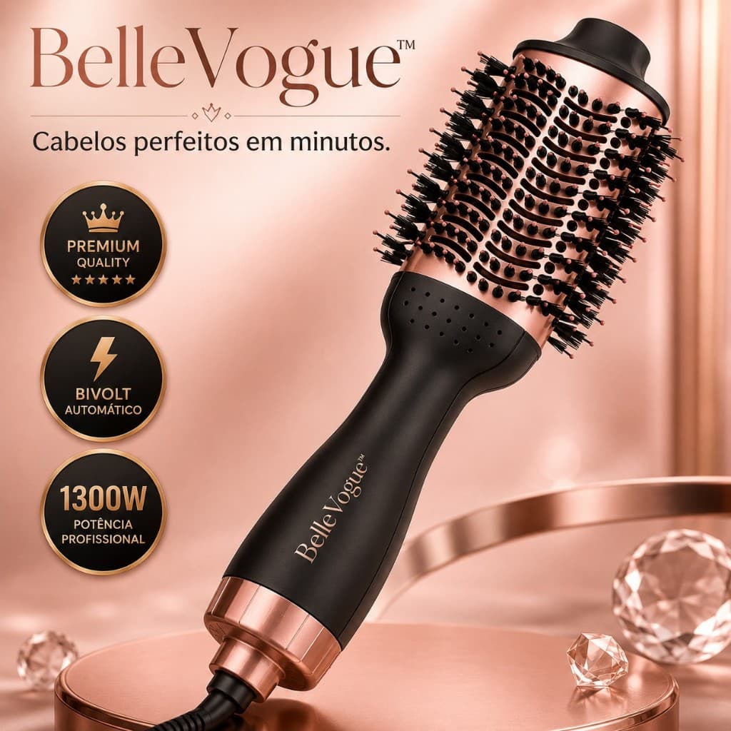 Escova Secadora 1300W Bivolt Profissional Alisadora Modeladora Anti Frizz Cabelo Liso Rápido