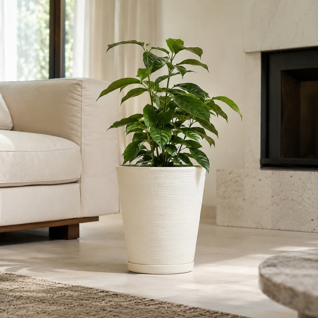 Vaso de Plantas Decorativo Coluna Cone Redonda PP com Prato em Polietileno