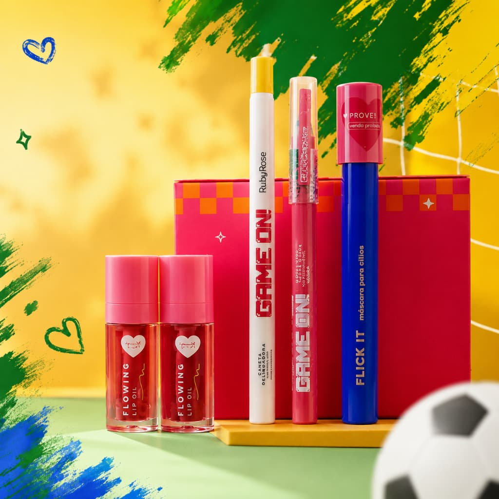 Kit Copa Brasil Ruby Rose 💚💛💙 Make Divertida com Produtos Virais e Edição Limitada