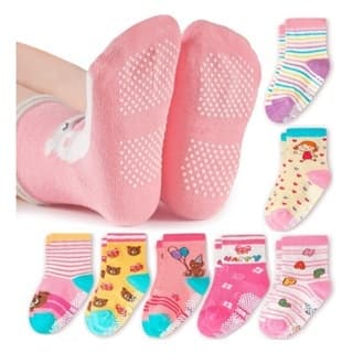 Kit Meia Infantil Bebê Criança  Menina Antiderrapante 3 6 12 Pares
