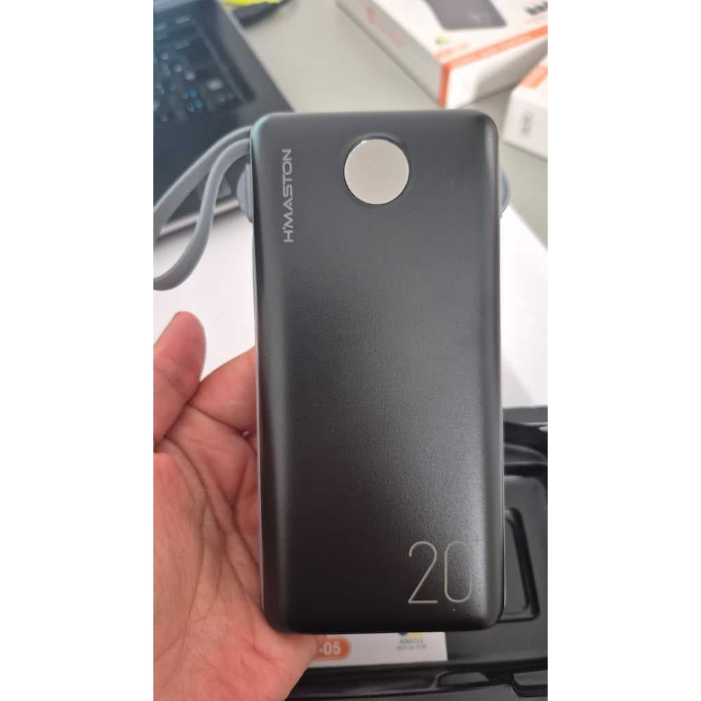 Power Bank Portátil H’Maston YD-05 – 20000mAh com Cabos Integrados e Display Digital